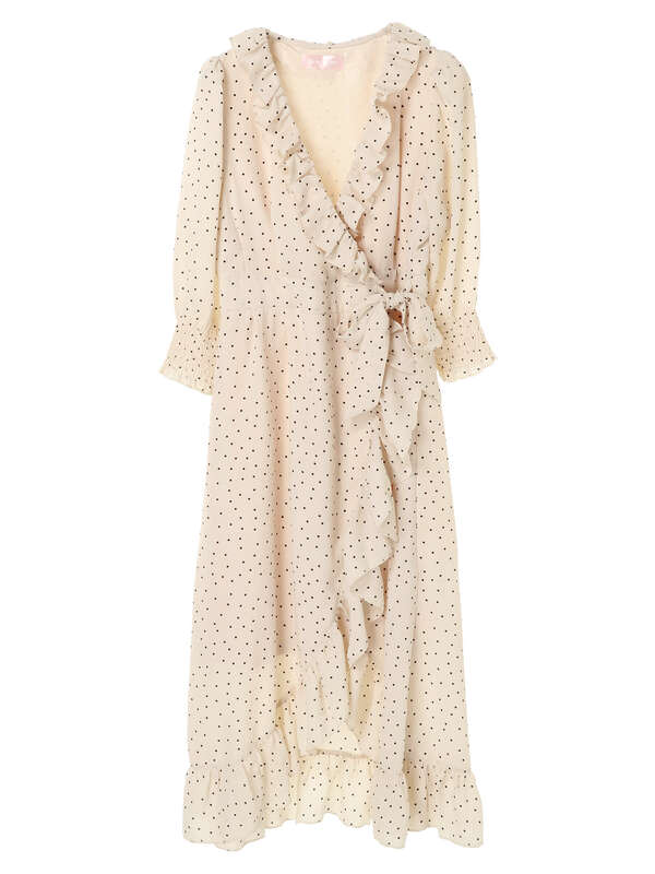 ドットフリルラップワンピース アイボリー ブラック Honey Salon ハニーサロン のレディースワンピース Sa01l0h0400 ファッション通販のstripe Club