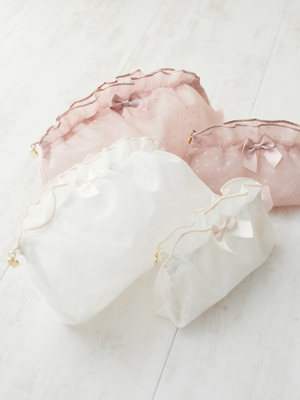 エアリーギャザーポーチ大 アイボリー ライトピンク Honey Salon ハニーサロン のレディースポーチ Sa01fjj0300 ファッション通販のstripe Club