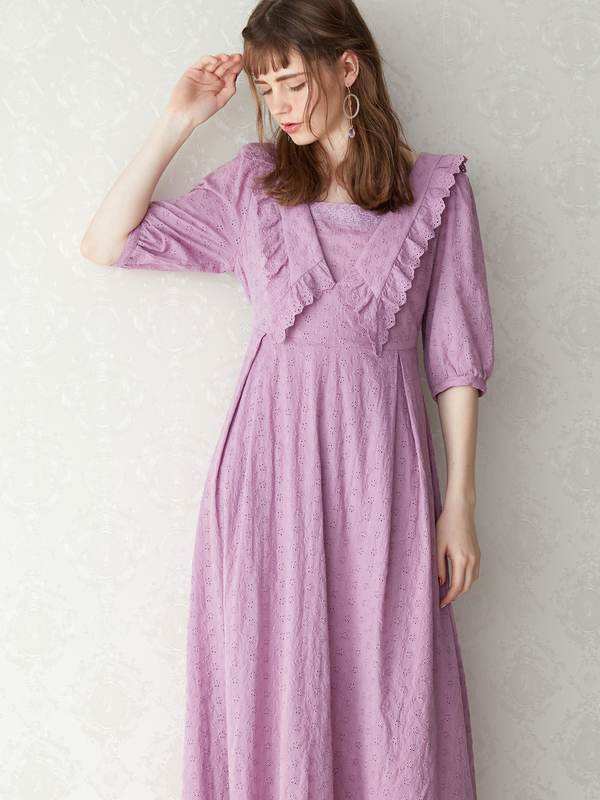 コットンレースビック襟ワンピース ホワイト ラベンダー Honey Salon ハニーサロン のレディースワンピース Sa01l0h1300 ファッション通販のstripe Club