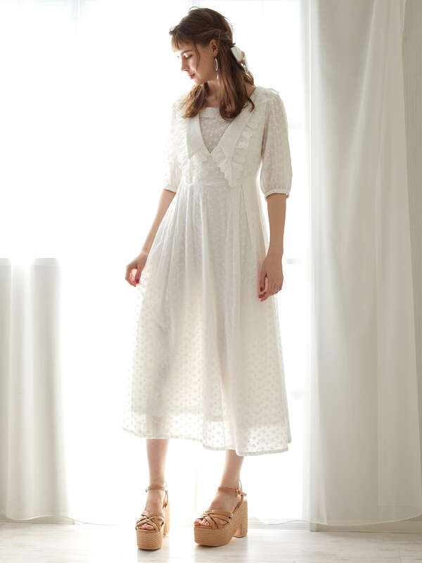 コットンレースビック襟ワンピース ホワイト ラベンダー Honey Salon ハニーサロン のレディースワンピース Sa01l0h1300 ファッション通販のstripe Club