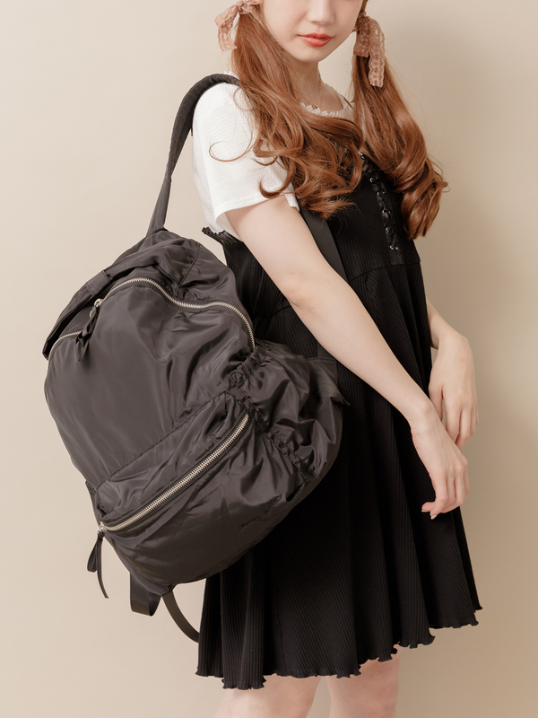 折り畳める コンパクトナイロンリュック ブラック チェックブラック Honey Salon ハニー サロン のレディースバッグ ポーチ Sp01f0j00 ファッション通販のstripe Club