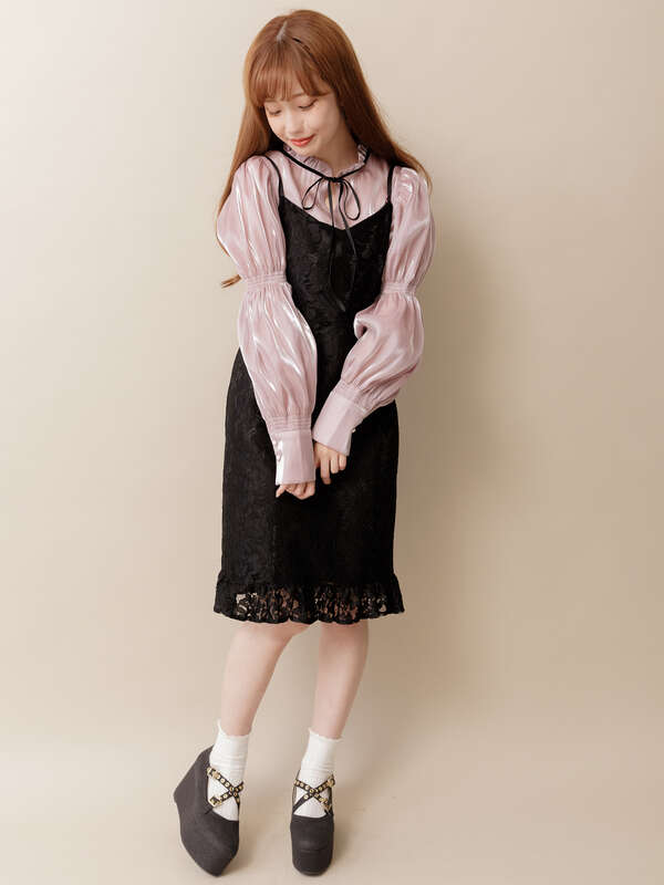 レースアップレースキャミワンピ ブラック ピンク Honey Salon ハニーサロン のレディースワンピース Sa03l0h00 ファッション通販のstripe Club