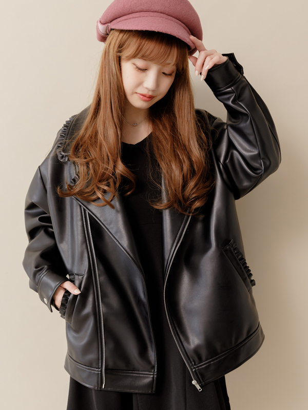 フリルレースアップビッグライダース アイボリー ブラック Honey Salon ハニーサロン のレディースジャケット Sa03l0y0100 ファッション通販のstripe Club