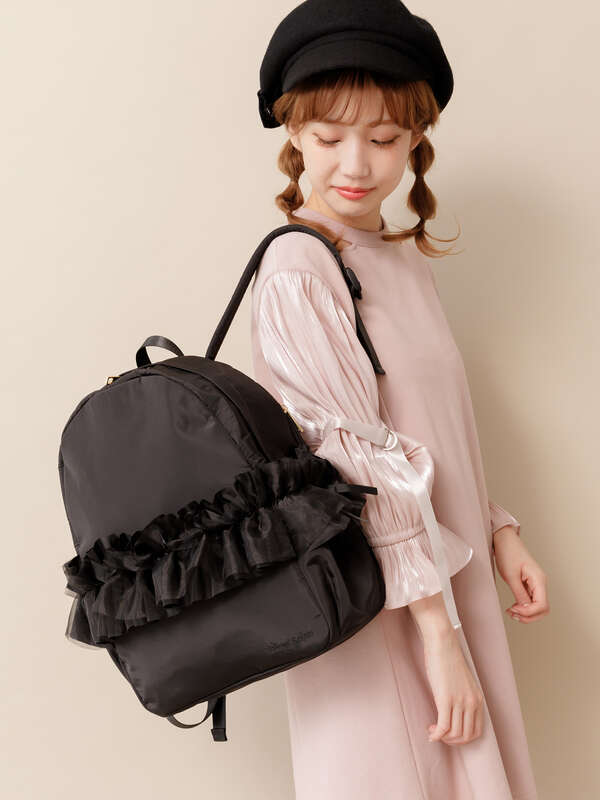 ボリュームフリルリュック ブラック ピンク Honey Salon ハニーサロン のレディースバッグ ポーチ Sa03f0j0400 ファッション通販のstripe Club