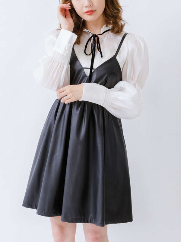 アウトレット フェイクレザーバックレースアップキャミワンピ ホワイト ブラック Honey Salon ハニーサロン のレディースワンピース Sa04l0h00 ファッション通販のstripe Club