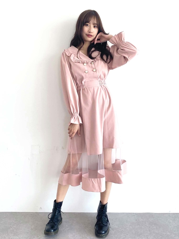 オープンカラーチュールワンピ ス ブラック ピンク Honey Salon ハニーサロン のレディースワンピース Sa11l0h0300 ファッション通販のstripe Club