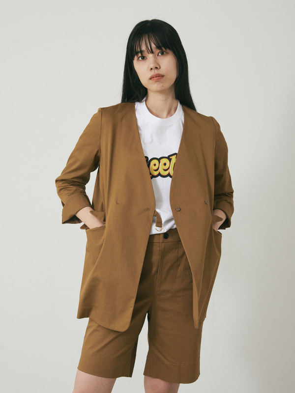 アウトレット 綿麻ラチネvネックジャケット ブラック キャメル Garage Of Good Clothing ガレージ オブ グッド クロージング のレディースジャケット Wj11l0y0100 ファッション通販のstripe Club
