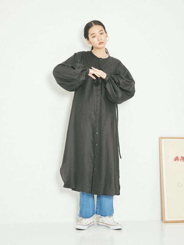 Den 袖ボリュームワンピース2 ブラック サックスブルー Garage Of Good Clothing ガレージ オブ グッド クロージング のレディースワンピース Wj13l0h0700 ファッション通販のstripe Club