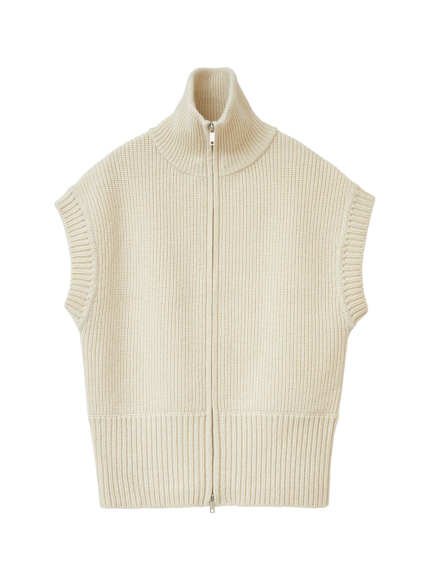 アウトレット】【CLANE】ZIP COLLAR KNIT VEST（アイボリー/ブラック 