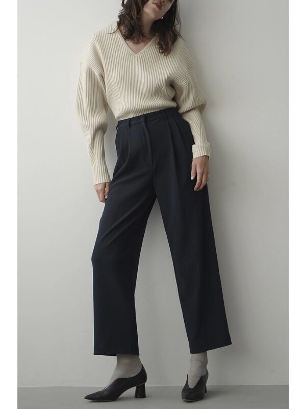 CLANE RIB STRIPE TUCK PANTS-