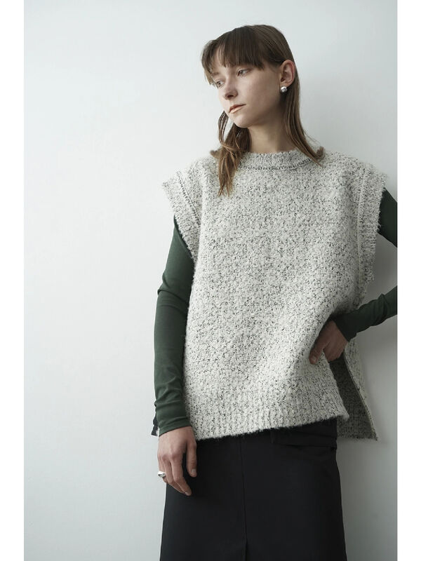 SIDE ZIP TWEED KNIT VEST - ベスト