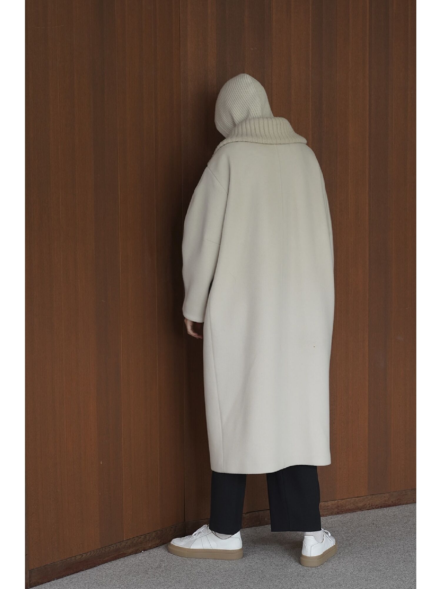 CLANE】RIB COLLAR WOOL LONG COAT（アイボリー/ブラック） / GARAGE