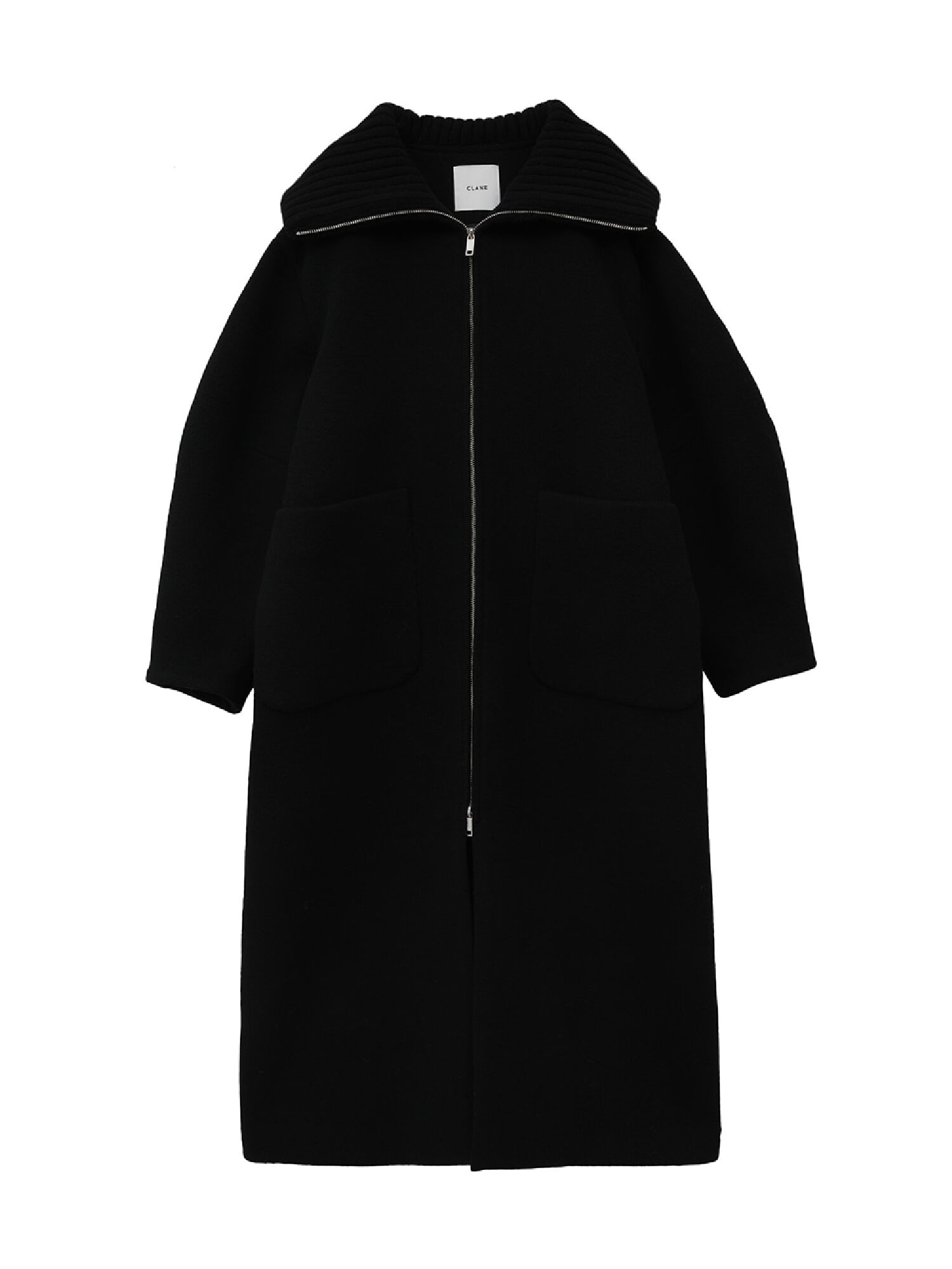 CLANE】RIB COLLAR WOOL LONG COAT（アイボリー/ブラック） / GARAGE